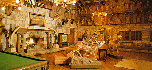 Historic lodge interior at Y.O. Ranch